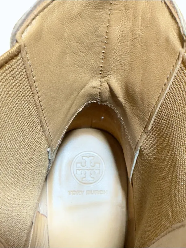 Tory Burch Carson 70mm Chestnut Leather Lug Sole Chelsea Platform Boot Size 10 - Image 6