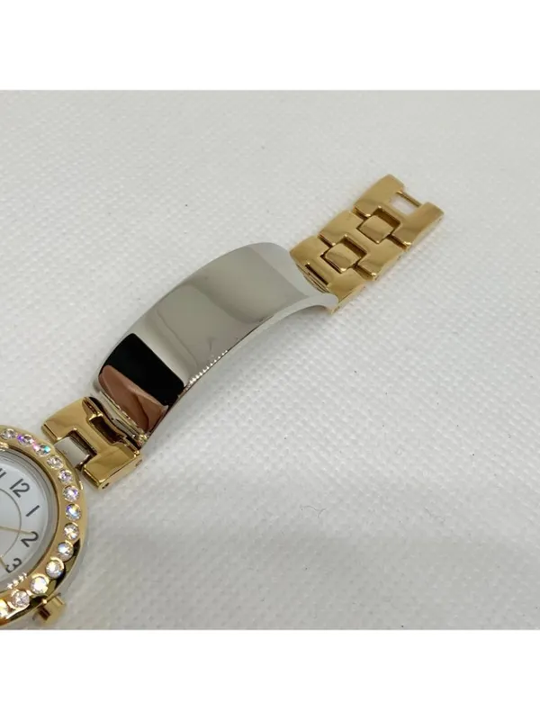 Women’s silver gold tone watch rhinestones 26mm quartz analog white dial running - Image 3