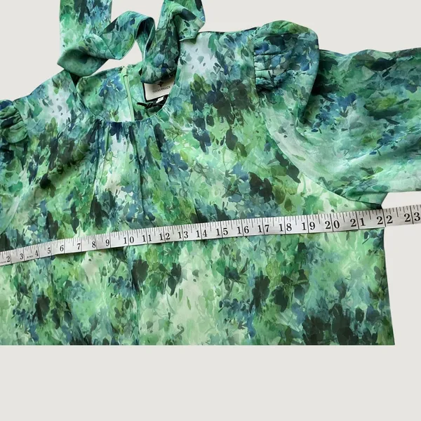 Tuckernuck Water Lillies Sasha Dress Green Floral Tiered Ruffle Midi XL NEW - Image 7