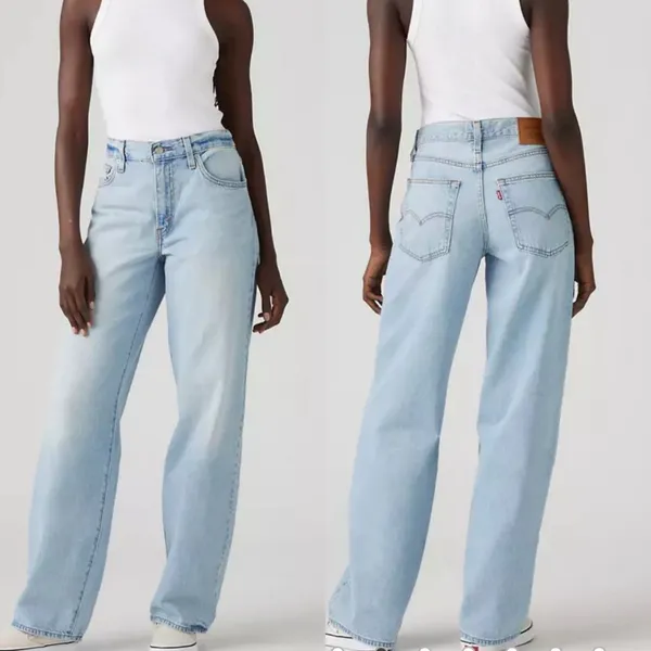 LEVI'S Baggy Dad Light Wash Mid Rise Straight Leg Slouchy Denim Jeans Womens 24 - Image 2