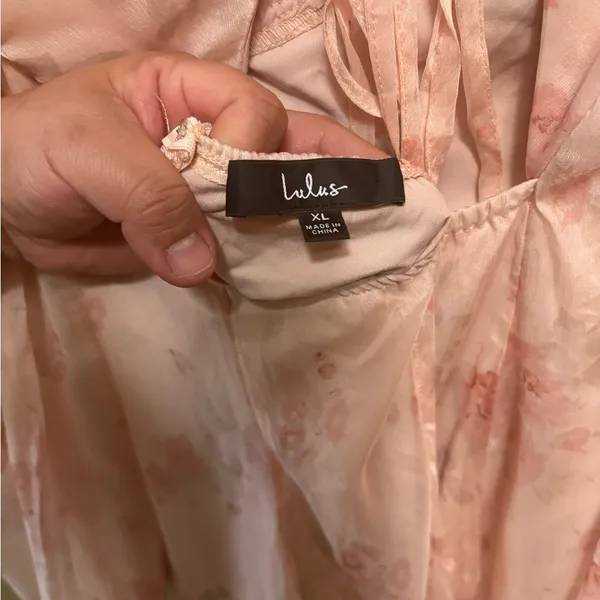 Lulu's Lovely Poise Light Pink Floral Tie Back Long Sleeve Mini Dress,Size XL - Image 2