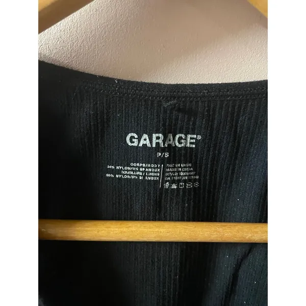 Garage Black Ribbed Cropped Tank Size S - Image 5