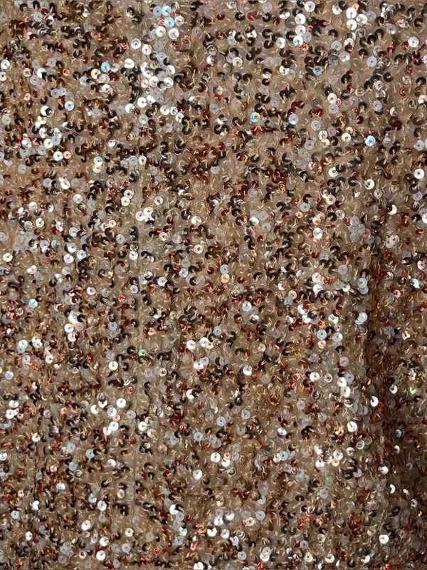 Retrofete Bronze Rose Gold Sequin Long Sleeve Nikki Mini Dress Evening Party - Image 6