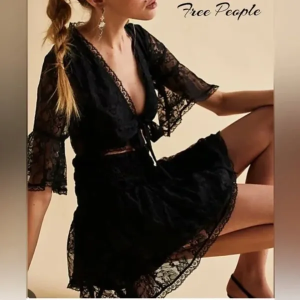 Free people Lala Lace Mini Dress. NWT. Black - small - Image 3