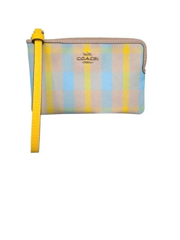 Coach Wristlet Bright Maize Plaid Corner Zip new with tags - Image 3
