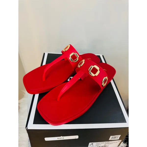Larroudé Milan Slide‎ Cushioned Sandal (Women), Scarlett Red, Size 8/9, NWT - Image 11