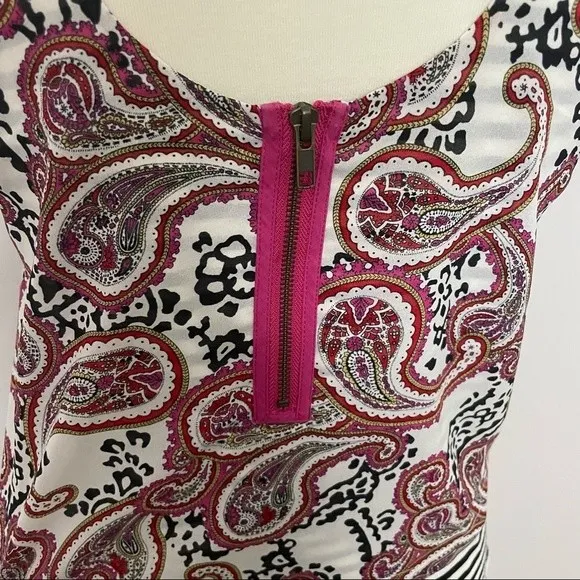Anthropologie Meadow Rue Top Sleeveless Mixed Media Layered Striped Paisley Red - Image 6