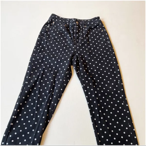 TOPSHOP Moto Mom High Waisted Polka Dot Print Jeans Size 25 EUC - Image 4