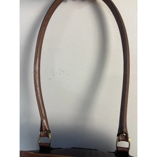 Vtg MC Buenos Aires Woven Brown Argentina Leather Satchel Bowling Bag Embossed - Image 8