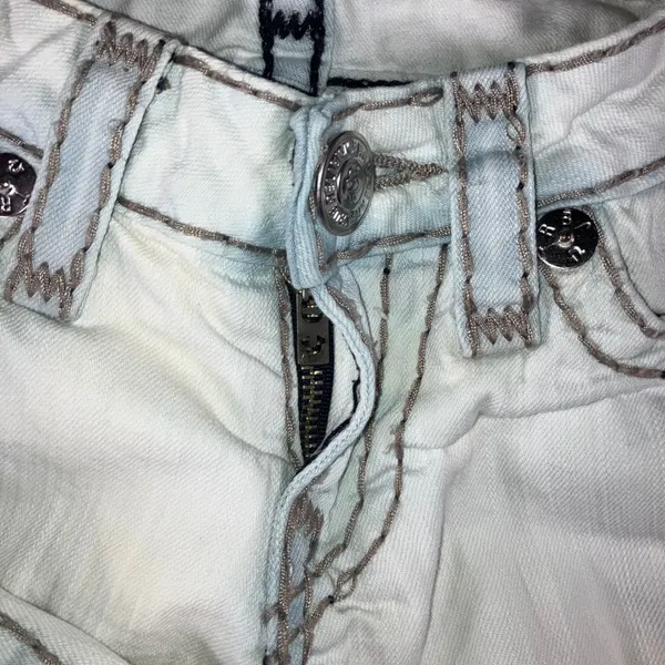 Vintage True Religion Billy Super T Jeans 27 Y2K Low Rise Flare Ice Blue 29x32.5 - Image 14