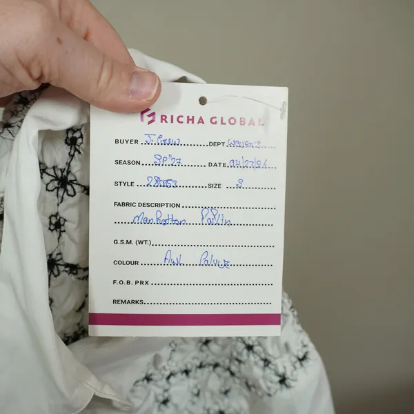 J. Crew Small White Smocked Embroidered Short Sleeve Button Up Chic Feminine - Image 5