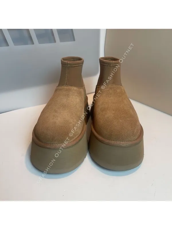 UGG Women’s Classic Mini Dipper Shearling Fur Platform boots Chestnut Sz 7 - Image 4