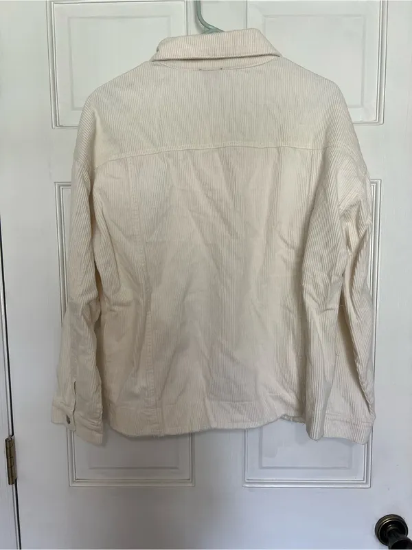 Francesca's Collections Cream Corduroy Trucker Jacket Size M - Image 5