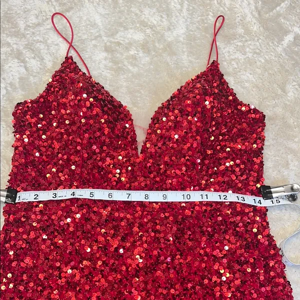 NOX Anabel Red Sequin Strapless Bodycon‎ Mini Dress Size 8 - Image 9
