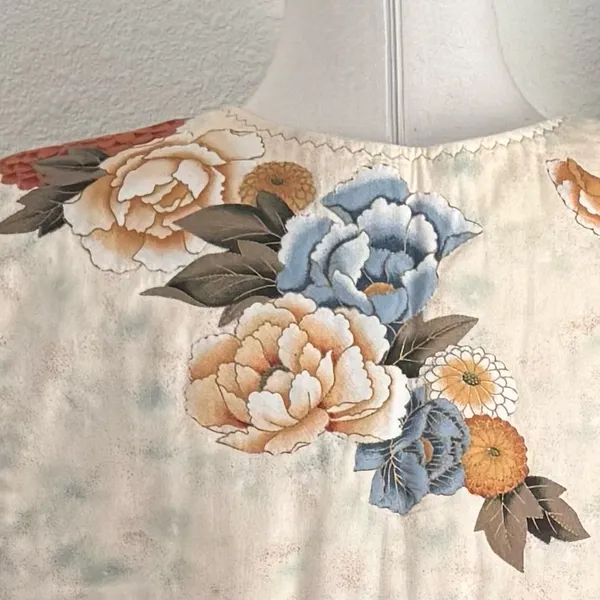 Vintage Patchwork Floral‎ Quilted Vest Reversible Boho Fall Layering large Orange - Image 4