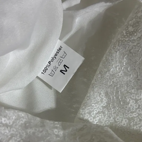 NWOT White Sequin Spaghetti Strap Lace Up Ruffle Hem Bodycon‎ Dress - M - Image 7