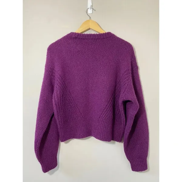 Madewell Wool-Blend Wedge Sweater Mulled Wine Sz SM Cozy Cabin - Image 4