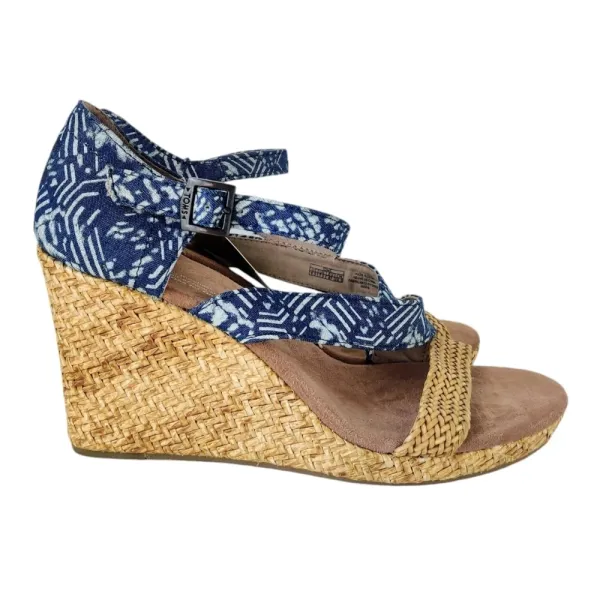TOMS Clarissa Blue Batik Wedge Sandals | Size 9.5 - Image 4