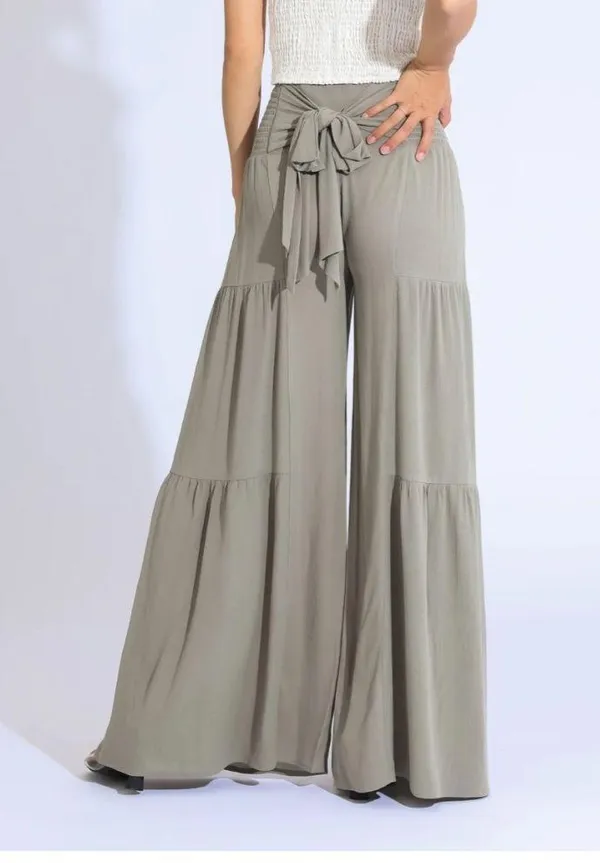 Rewash Tie Waist Tiered Wide-Leg Pants - Image 5