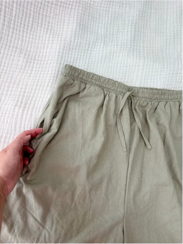 Women's Unbranded Silk Trousers Green Size 1X Silk Noil Raw Silk Drawstring - Image 9