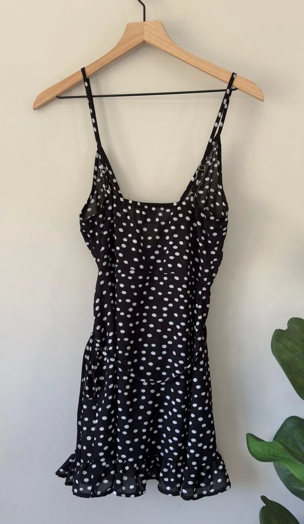 Princess Polly Her Jewel Mini Wrap Dress Polka Dot Adjustable Spaghetti Straps 4 - Image 5