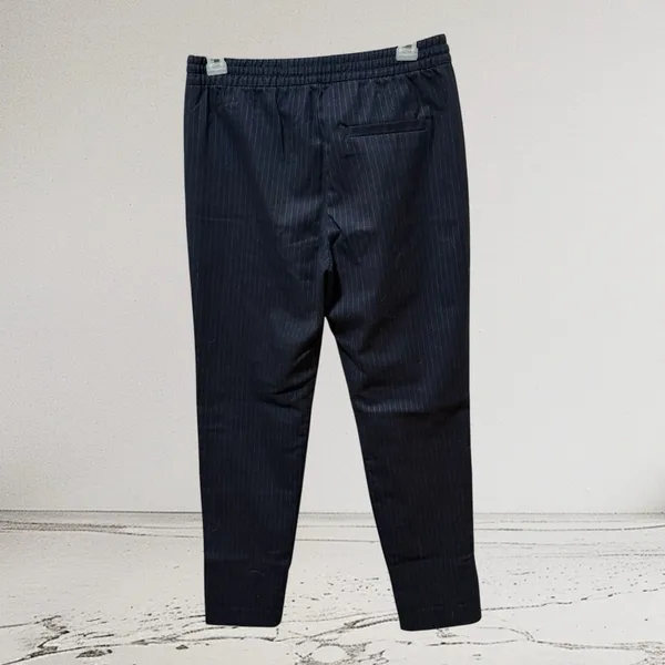 Gap Pinstripe Trousers Womens 0R Navy Blue‎ Excellent Drawstring Elastic Waist - Image 5