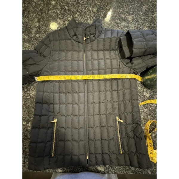 J. Crew Black Quilted Down Zip Up Jacket Coat Women's Size‎ Medium Black Classic - Image 6