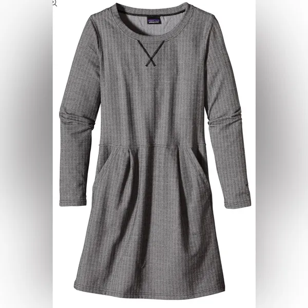 Patagonia Women’s Long Sleeve Dress | Gray Herringbone | Size Medium - Image 7