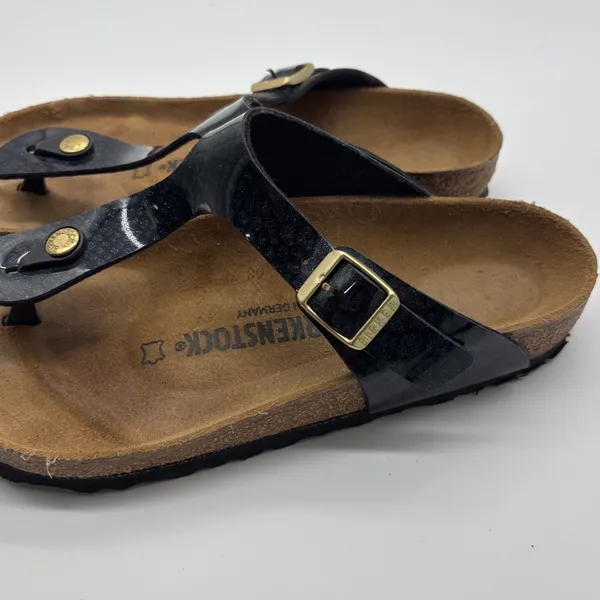 Birkenstock Gizeh Galaxy Black Glitter Patent Leather Sandals Womens 39 L8 M6 - Image 2