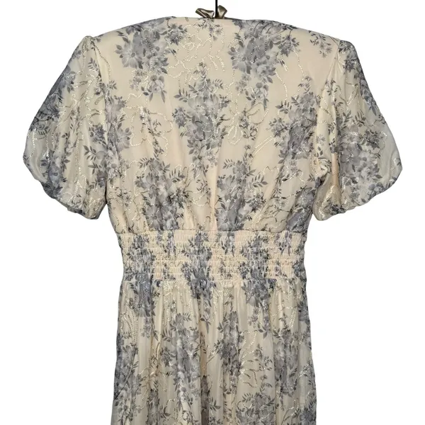 NWT Baltic Born S Ardley Maxi Dress Cream & Blue Floral‎ Sheer Overlay Babydoll - Image 8