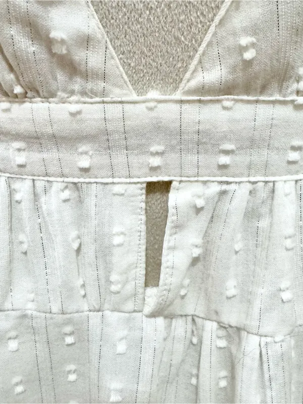 NWT En Crème White Swiss Dot Halter Open Back Cutout Tiered Summer Maxi Dress Sm - Image 6