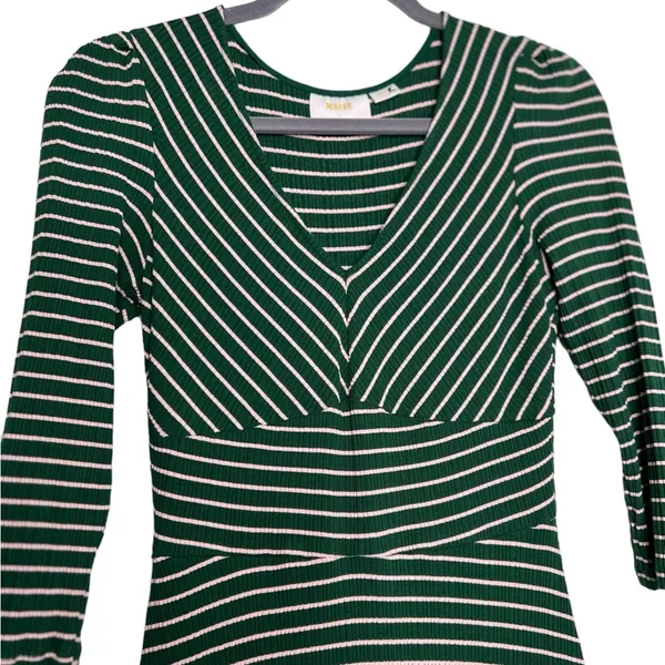 Anthropologie Maeve Green Striped Ribbed Knit Maxi Dress Small - Image 4