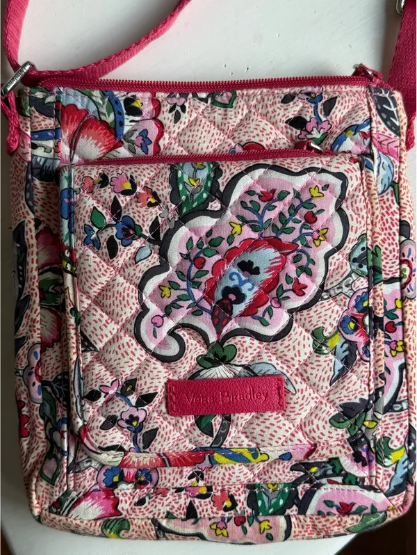Vera Bradley Small Crossbody Bag in Pink Floral Quilted Cotton - Image 3