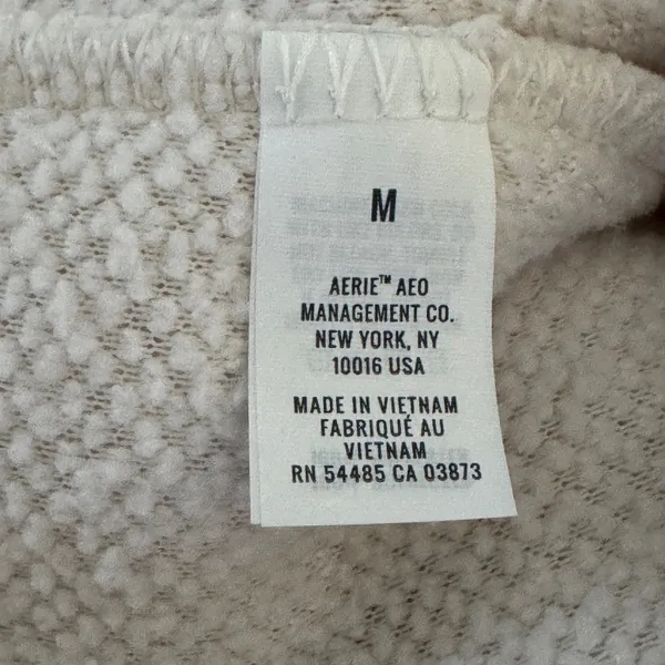 Aerie‎ Sherpa One Piece Pajamas Snow Way Fleece Hooded Onesie Cream White M NWT - Image 4