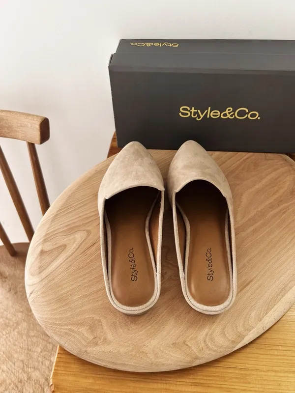 Style & Co. Taupe Pointed-Toe Slip-On Mules - Image 2