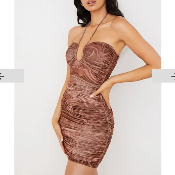 House of CB Brown Swirl Mini Dress - Image 8
