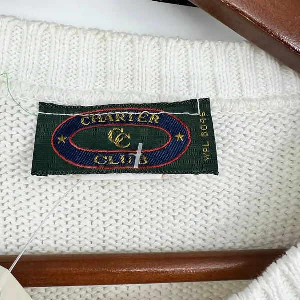 NEW Vintage Charter Club sweater vest white multicolor pastel Fair Isle pattern - Image 7