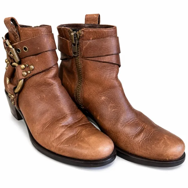 792 Cole Haan G Series Moto Harness Brown Leather Ankle Boots Women’s 7.5 Medium - Image 3