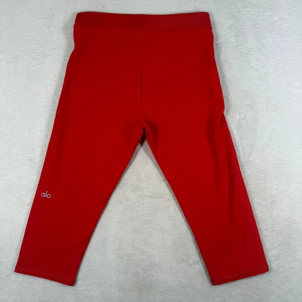 Alo Yoga W51024R Red High Rise Ribbed Waist Capri Leggings Small HO25 - Image 7
