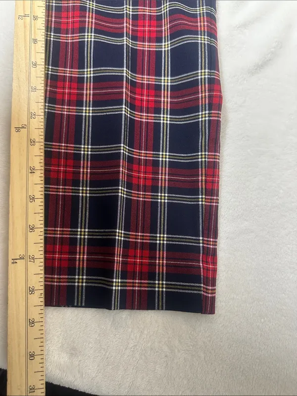 Anne Klein Red and Navy Plaid pull on pants Stretchy - Image 6