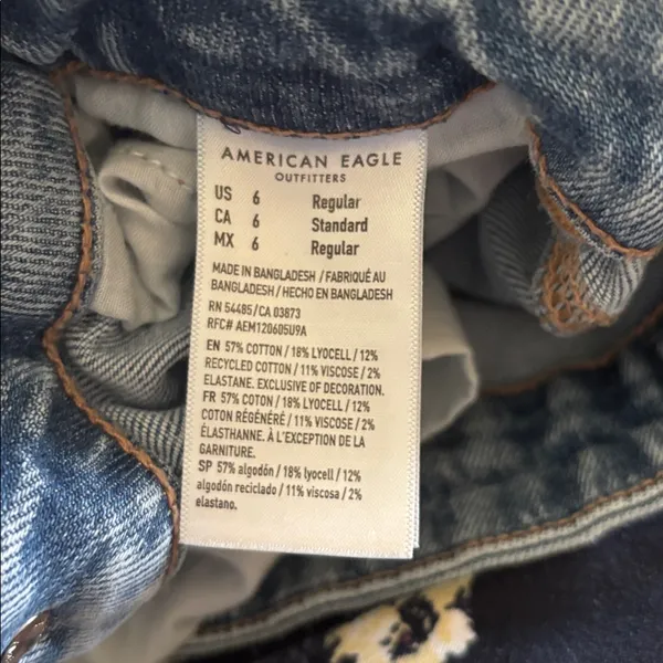 AE American Eagle Stretch Jean 6R Curvy Super High-Waisted Baggy Straight Cargo - Image 8