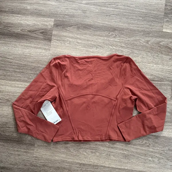 lululemon Waist Seamed Nulu Long Sleeve Size 12 Rust Crop Top Ancient Copper - Image 3