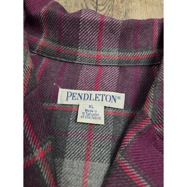 Pendleton 49er Jacket Plaid Vintage 1950s Merino Wool Button Purple Wine Red XL - Image 4