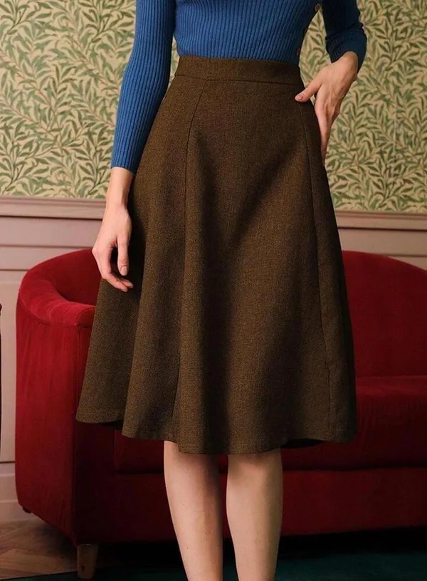 RIHOAS The Solid High Waisted Tweed Skirt ONLY S 13 - Image 2