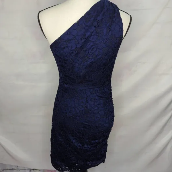 Sam Edelman Navy One Shoulder‎ Lace Mini Dress - Image 4