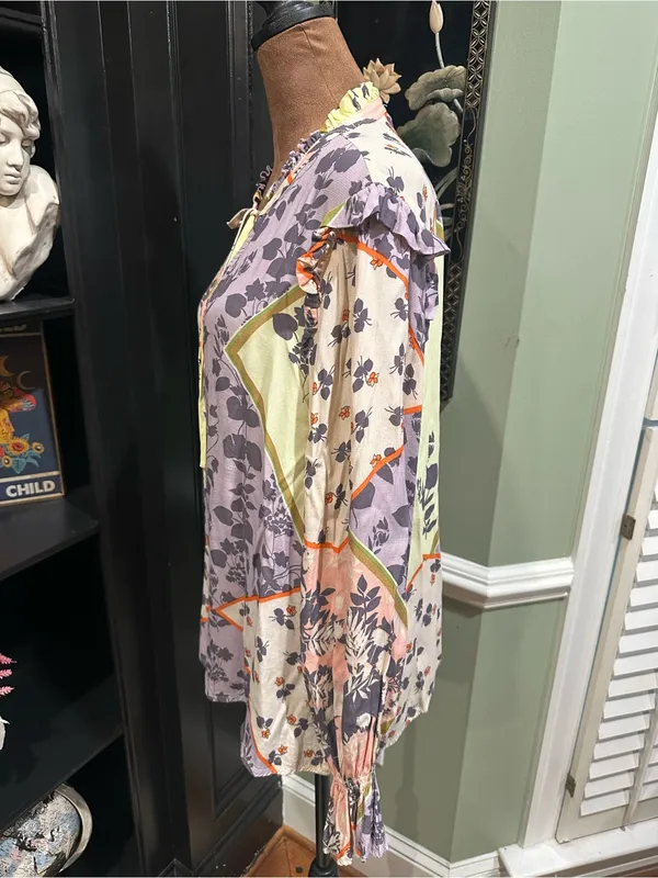 Sanctuary “After Party” Boho Floral Tie‑Neck Blouse – Size Medium - Image 5