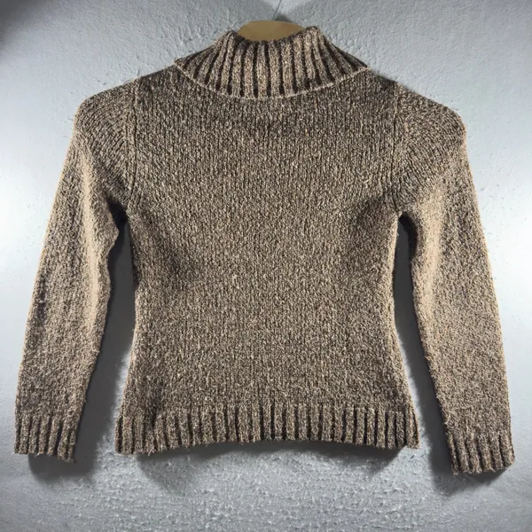 3082 | Charter Club Marled Knit Mock Neck Sweater Brown Womens M Cottagecore - Image 2