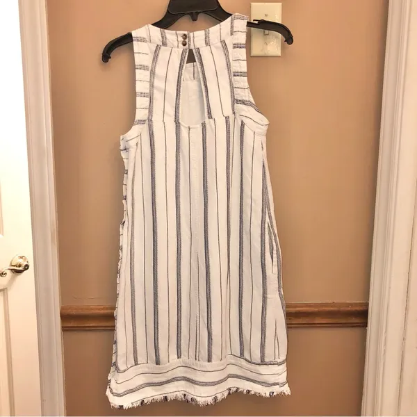 Anthropologie Akemi & Kin Claudia Sleeveless Striped Linen‎ Dress White 0 - Image 3