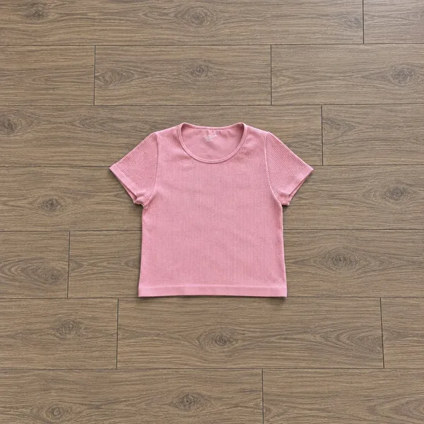 Urban Outfitters Pink Ribbed Fitted Crop Top - Image 2