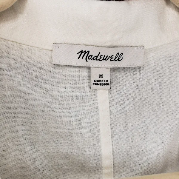 Madewell White Linen Camp Shirt Womens M Button Front Resort Short Sleeve - Image 4